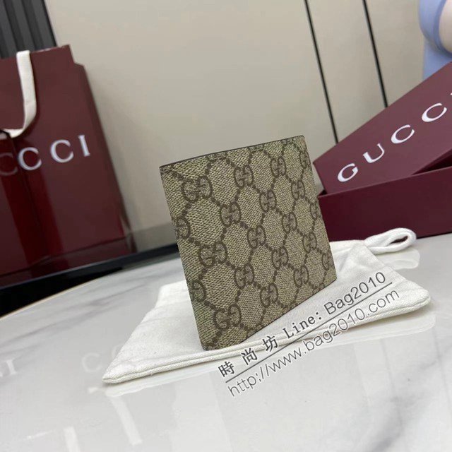 Gucci專櫃古馳最新款Emblem系列雙折錢包男士短夾錢包 jh2692型號：821201